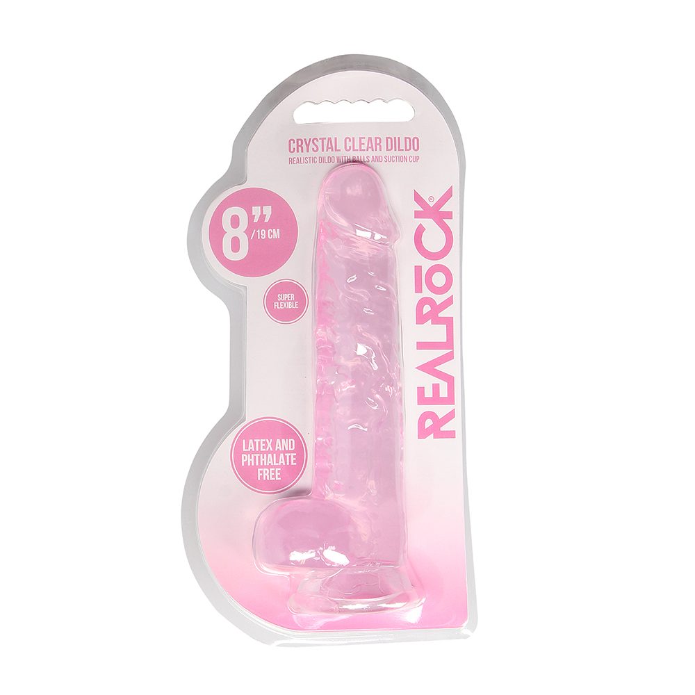 8" Realistic Dildo with Balls Pink