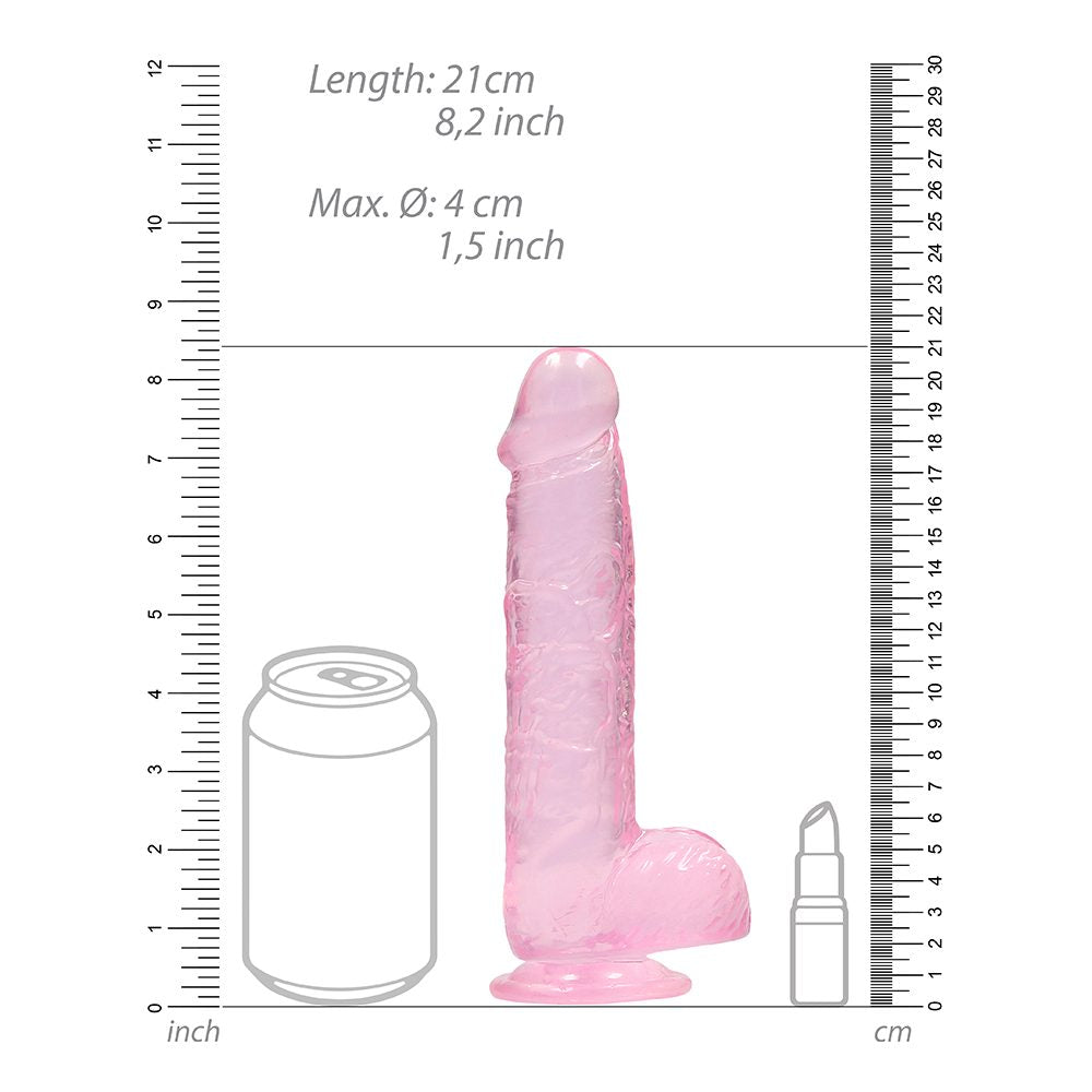 8" Realistic Dildo with Balls Pink