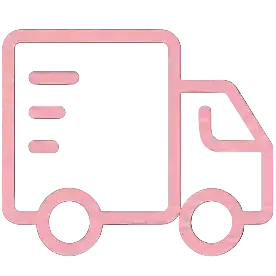 Pink delivery truck vector icon for shipping services